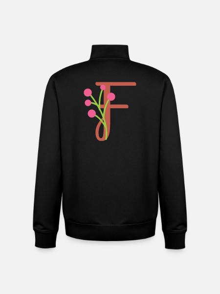 Elegant letter 'F' with flowers - Unisex Organic Zip Sweatshirt by Stanley/Stella - black