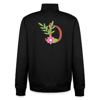 Elegant letter 'D' with flowers - Unisex Organic Zip Sweatshirt by Stanley/Stella - black - Back - AI Model Male 185 light (185cm)