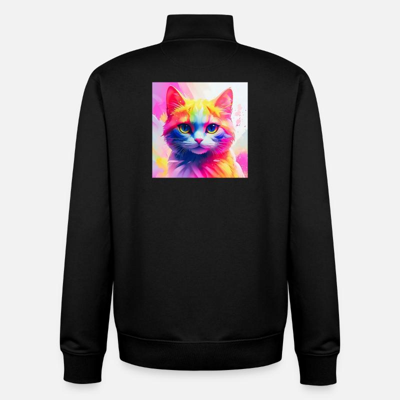 Lebendiges Regenbogenkatzen-Kunstwerk - Unisex Organic Zip Sweatshirt von Stanley/Stella - Schwarz