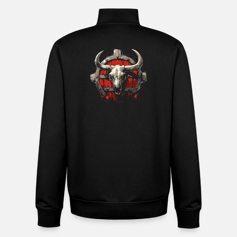 Bison-Schädel - Unisex Organic Zip Sweatshirt von Stanley/Stella - Schwarz