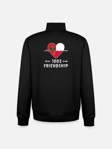 Marokko og Polen 100% vennskap - Unisex genser med glidelås i økologisk bomull Stanley/Stella - svart