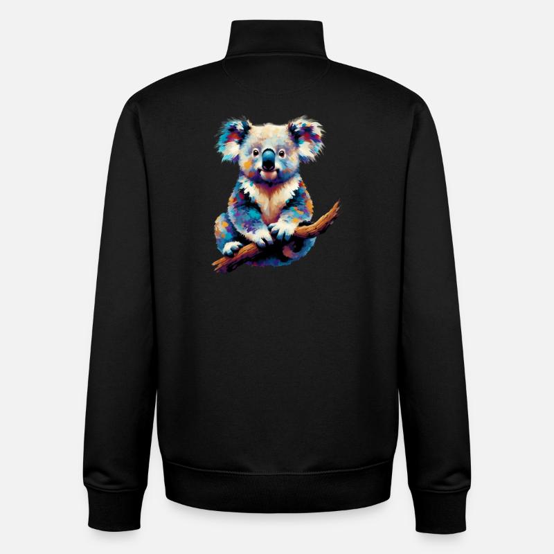 Koala - Sweat zippé unisexe en coton bio Stanley/Stella - noir