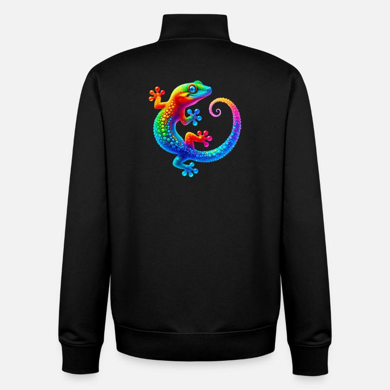 Gecko - Sweat zippé unisexe en coton bio Stanley/Stella - noir
