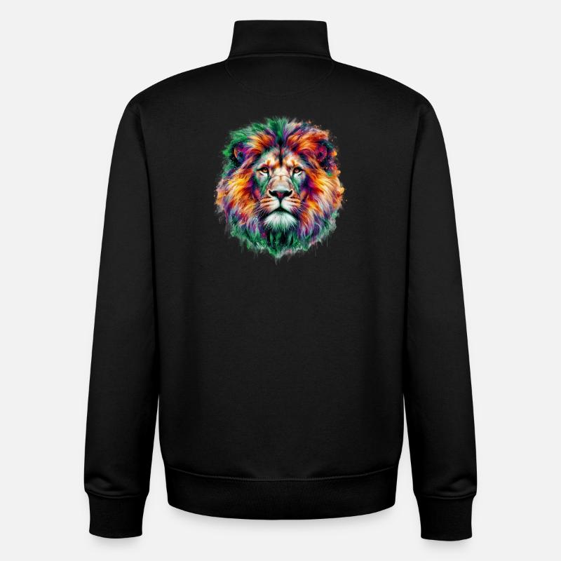 Lion - Sweat zippé unisexe en coton bio Stanley/Stella - noir