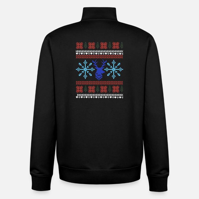 Pixel Christmas Pattern - Unisex Organic Zip Sweatshirt by Stanley/Stella - black