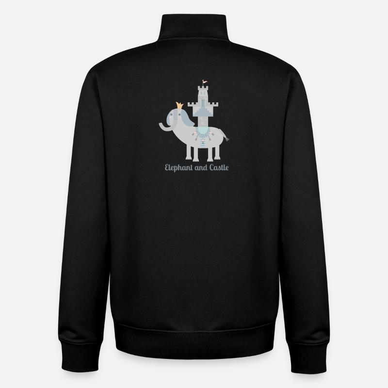 éléphant et château l avec texte - Sweat zippé unisexe en coton bio Stanley/Stella - noir