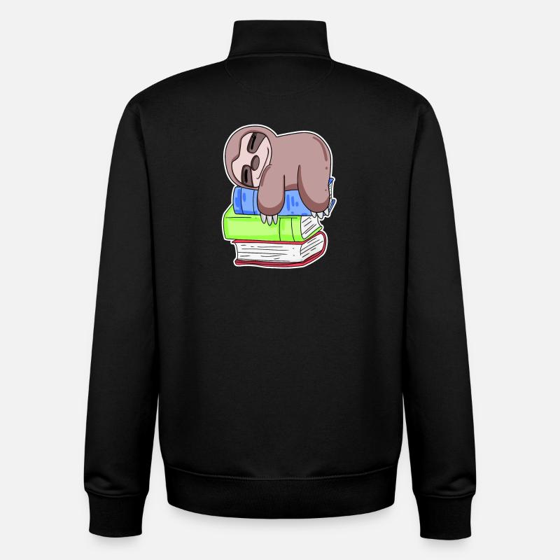 Sloth Book Books Reading - Unisex Organic Zip Sweatshirt by Stanley/Stella - black