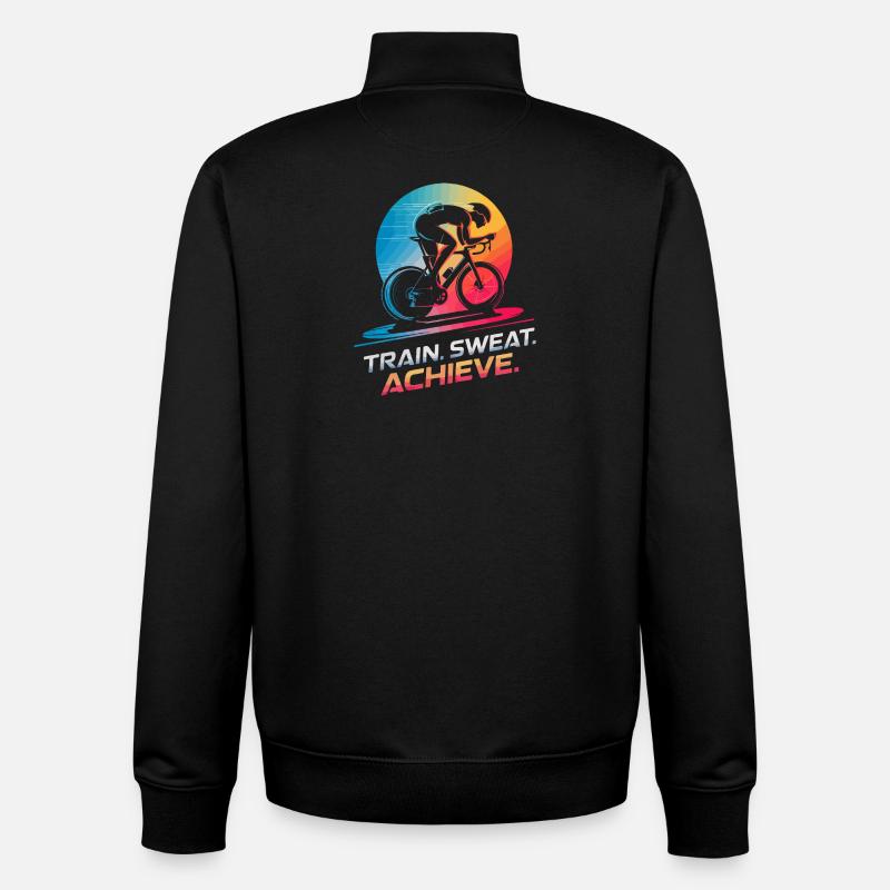 Train. Sweat. Achieve. Indoor cycling trainer - Unisex Organic Zip Sweatshirt by Stanley/Stella - black