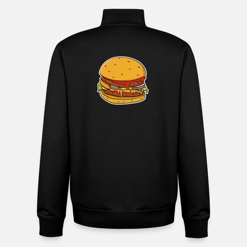 Buntes Bild eines Hamburgerbrötchens. - Unisex Organic Zip Sweatshirt von Stanley/Stella - Schwarz