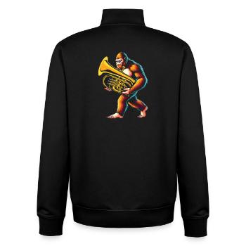 Yeti Gorilla mit Euphonium - Unisex Organic Zip Sweatshirt von Stanley/Stella - Schwarz - Hinten - AI Model Male 185 light (185cm)
