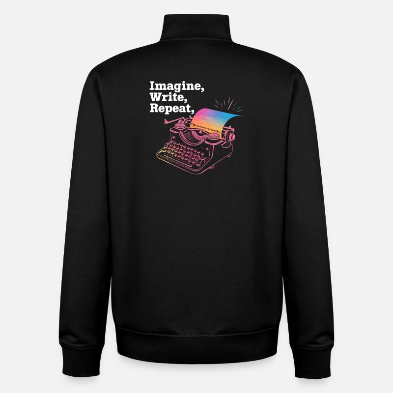 Imagine, Write, Repeat - Unisex Organic Zip Sweatshirt by Stanley/Stella - black