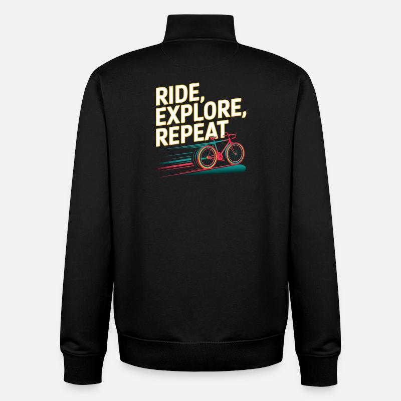 Ride Explore Repeat - Unisex Organic Zip Sweatshirt by Stanley/Stella - black