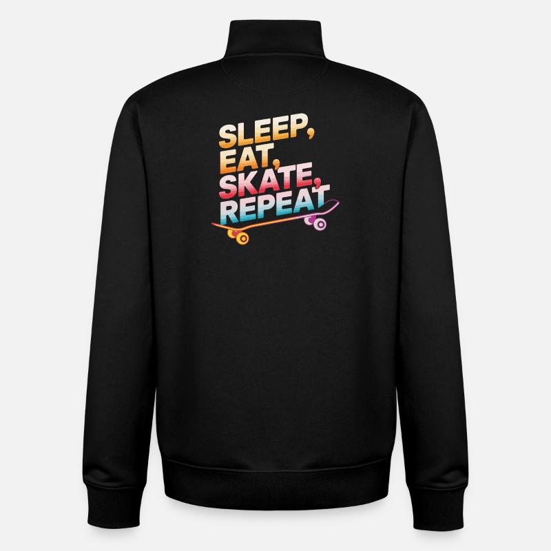 Dormir, manger, patiner, répéter - Sweat zippé unisexe en coton bio Stanley/Stella - noir