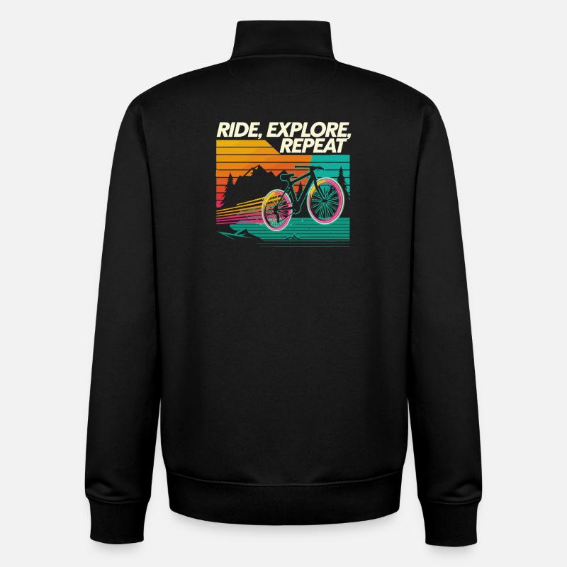Ride Explore Repeat Adventure - Unisex Organic Zip Sweatshirt by Stanley/Stella - black