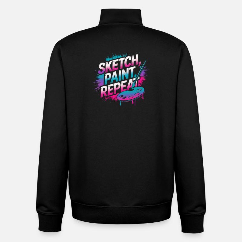 Sketch Paint Repeat Art Design - Unisex Organic Zip Sweatshirt by Stanley/Stella - black