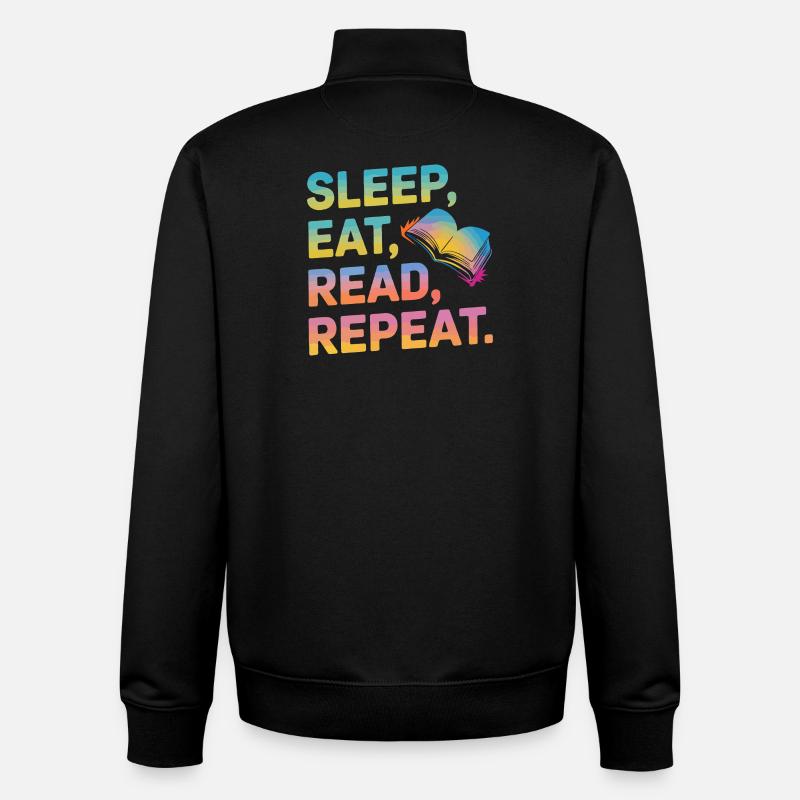 Dormir Manger Lire Répéter - Sweat zippé unisexe en coton bio Stanley/Stella - noir