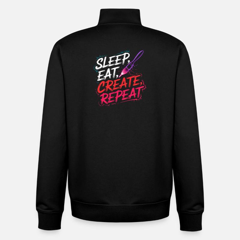 Dormir Manger Créer Répéter - Sweat zippé unisexe en coton bio Stanley/Stella - noir