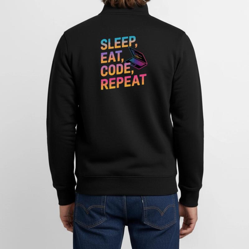 Dormir, manger, coder, répéter Sweat zippé unisexe en coton bio Stanley/Stella