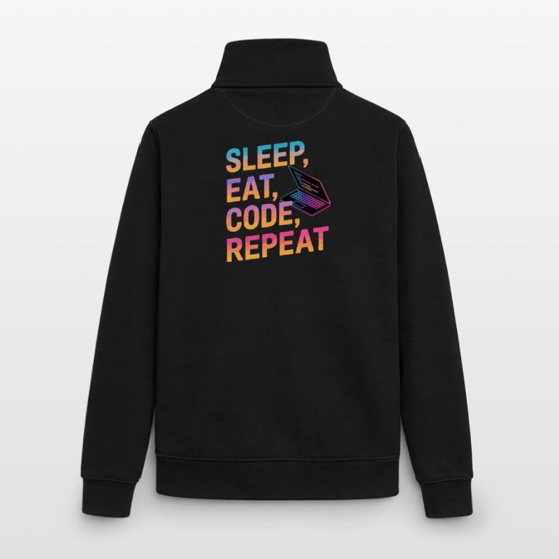 Dormir, manger, coder, répéter Sweat zippé unisexe en coton bio Stanley/Stella