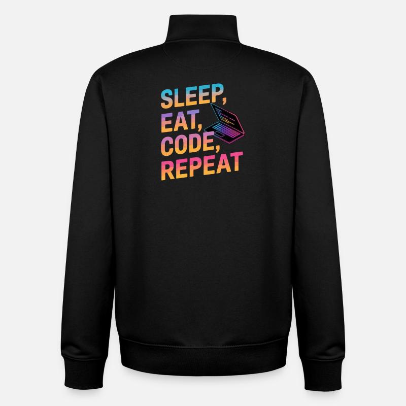Sleep, Eat, Code, Repeat - Unisex Organic Zip Sweatshirt by Stanley/Stella - black