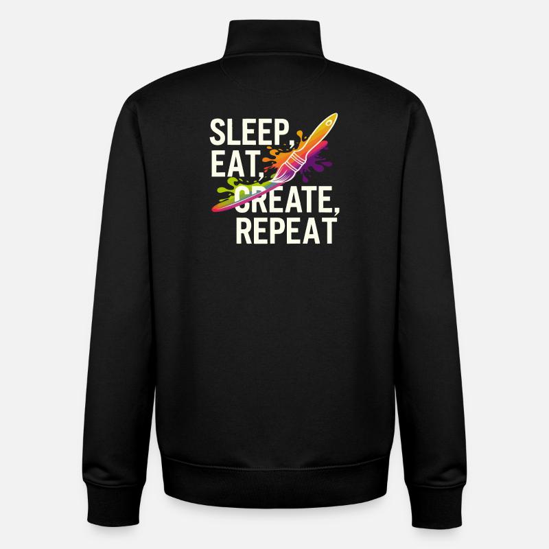 Sleep Eat Create Repeat - Unisex Organic Zip Sweatshirt by Stanley/Stella - black