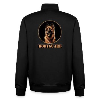 Bodyguard Dog: Vigilance Belgian Shepherd - Unisex Organic Zip Sweatshirt by Stanley/Stella - black - Back - AI Model Male 185 light (185cm)