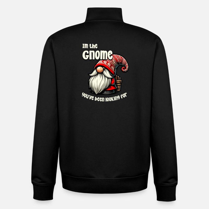 Funny Christmas Gnome Design - Unisex Organic Zip Sweatshirt by Stanley/Stella - black
