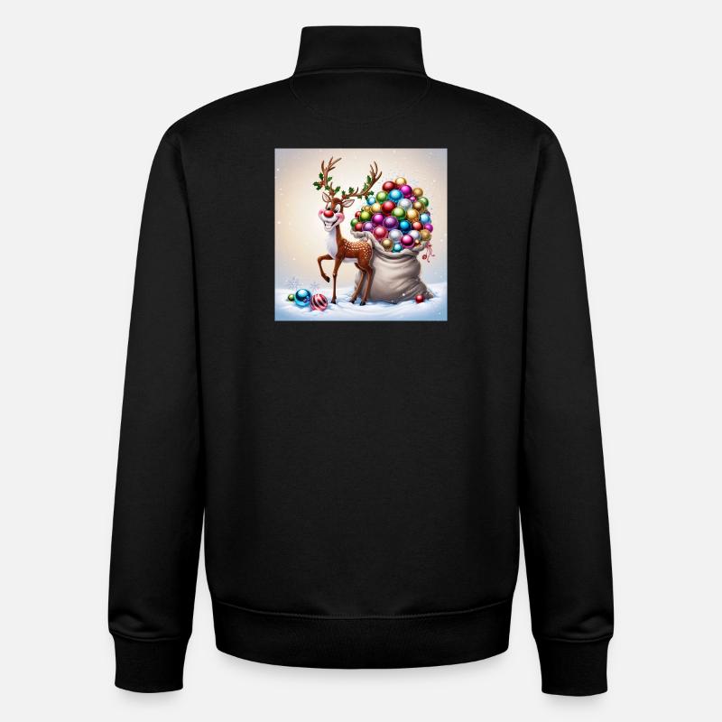 Renne mignon - Sweat zippé unisexe en coton bio Stanley/Stella - noir