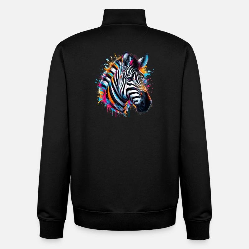 Zebra - Unisex Organic Zip Sweatshirt by Stanley/Stella - black