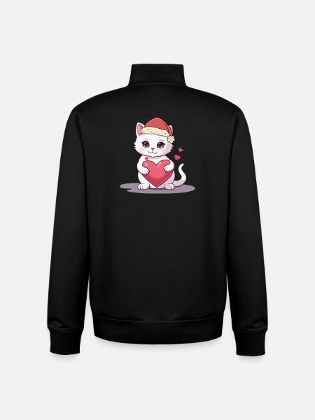 Xmas Cat Kitten Cats Santa Claus - Unisex Organic Zip Sweatshirt by Stanley/Stella - black