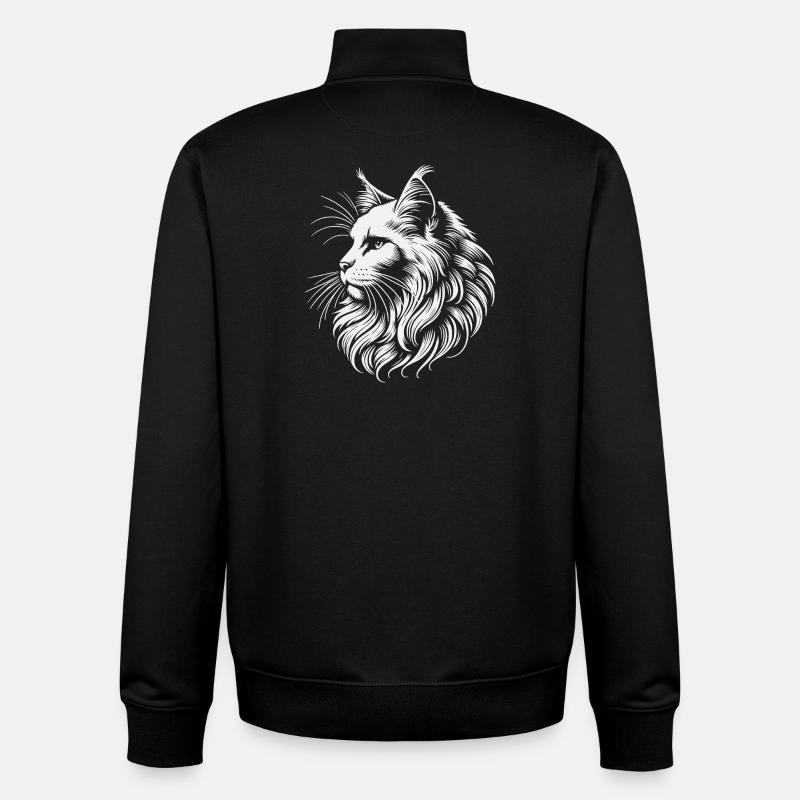 tête de chat maine coon - Sweat zippé unisexe en coton bio Stanley/Stella - noir