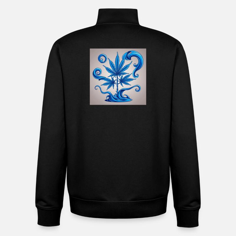 Blauer Hanfbaum mit Wasserdesign - Unisex Organic Zip Sweatshirt von Stanley/Stella - Schwarz