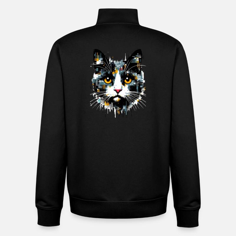 Chat - Sweat zippé unisexe en coton bio Stanley/Stella - noir
