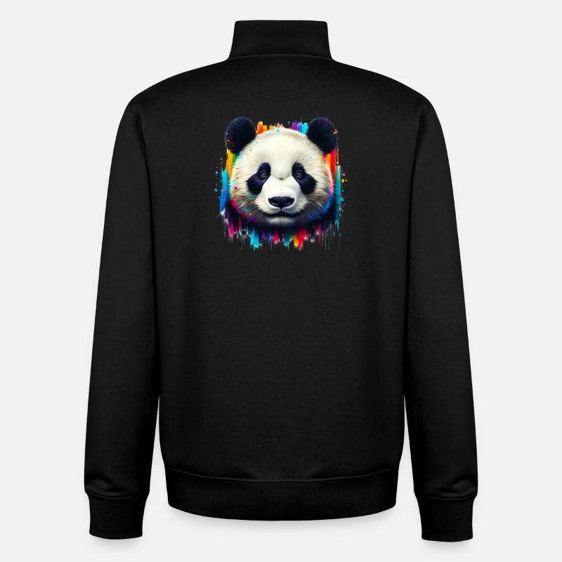 Panda - Sweat zippé unisexe en coton bio Stanley/Stella - noir