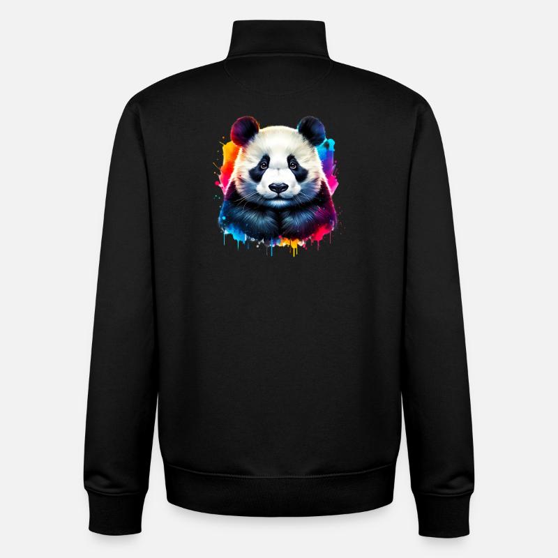 Panda - Sweat zippé unisexe en coton bio Stanley/Stella - noir