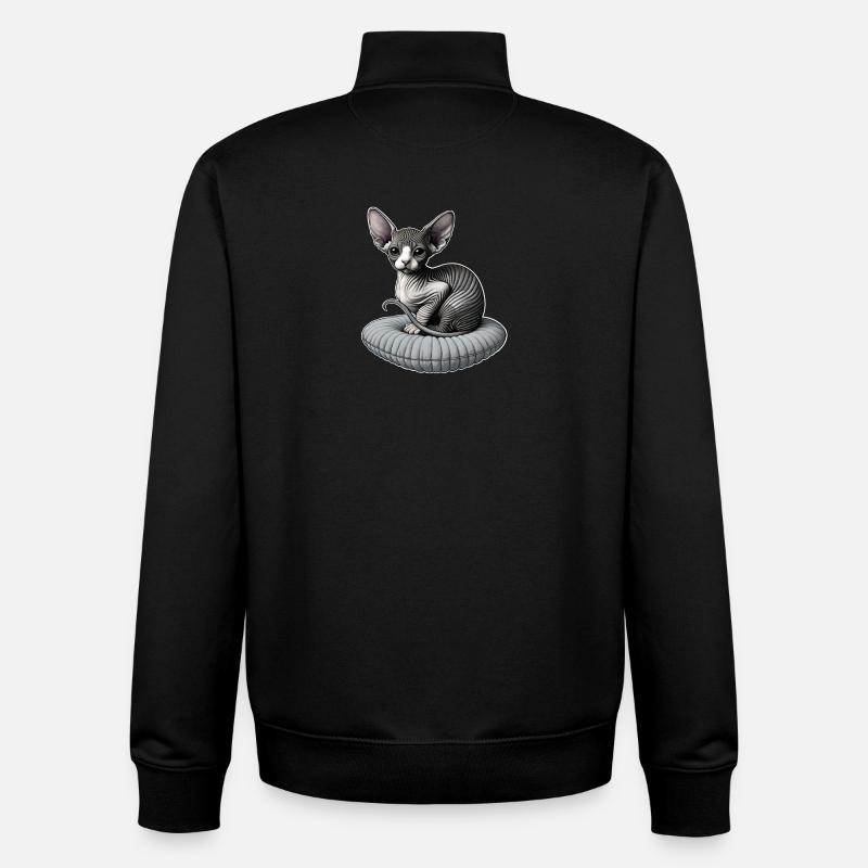 Petit chat Sphynx - Sweat zippé unisexe en coton bio Stanley/Stella - noir