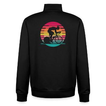 Neon Cyclist - Retro Indoor-Training - Unisex Organic Zip Sweatshirt von Stanley/Stella - Schwarz - Hinten - AI Model Male 185 light (185cm)