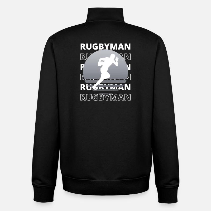 Rugbyman, sportif et dynamique - Sweat zippé unisexe en coton bio Stanley/Stella - noir
