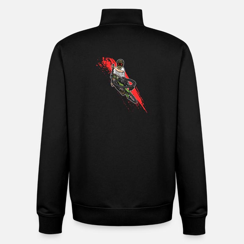 Freestyle-Mountainbiken in Aktion - Unisex Organic Zip Sweatshirt von Stanley/Stella - Schwarz