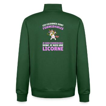Ich bin großartig, also bin ich ein Einhorn - Unisex Organic Zip Sweatshirt von Stanley/Stella - Flaschengrün - Hinten - AI Model Male 185 dark (185cm)