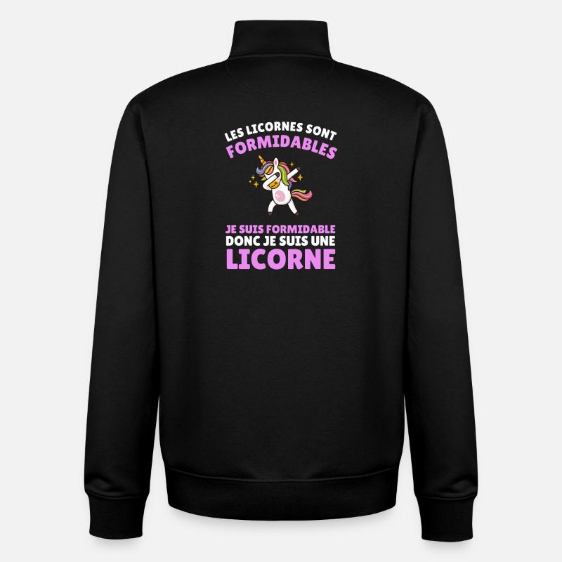 je suis formidable donc je suis une licorne - Sweat zippé unisexe en coton bio Stanley/Stella - noir