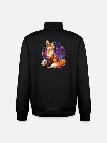 Fox and starry sky - Unisex Organic Zip Sweatshirt by Stanley/Stella - black