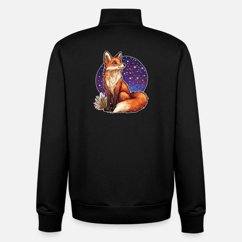 Fuchs und Sternenhimmel - Unisex Organic Zip Sweatshirt von Stanley/Stella - Schwarz