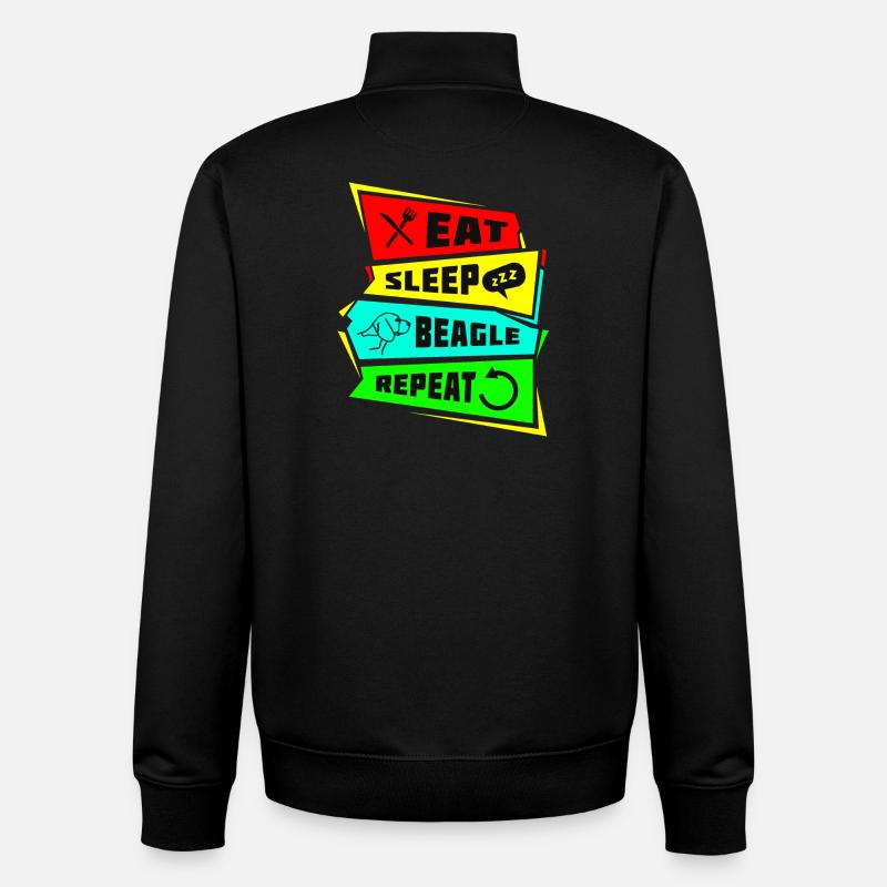 Eat Sleep Beagle Repeat - Unisex Organic Zip Sweatshirt by Stanley/Stella - black