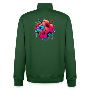 Hibiskusblüten - Unisex Organic Zip Sweatshirt von Stanley/Stella - Flaschengrün - Hinten - AI Model Male 185 dark (185cm)