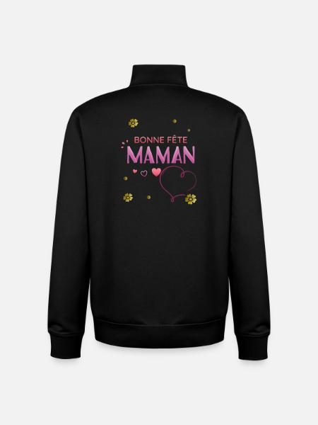 Bonne Fête Maman - Sweat zippé unisexe en coton bio Stanley/Stella - noir