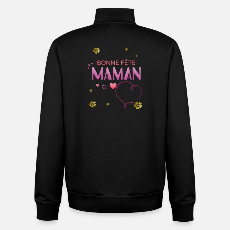 Bonne Fête Maman - Sweat zippé unisexe en coton bio Stanley/Stella - noir