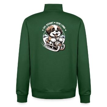 St. Bernard Dog - Unisex Organic Zip Sweatshirt by Stanley/Stella - bottle green - Back - AI Model Male 185 dark (185cm)