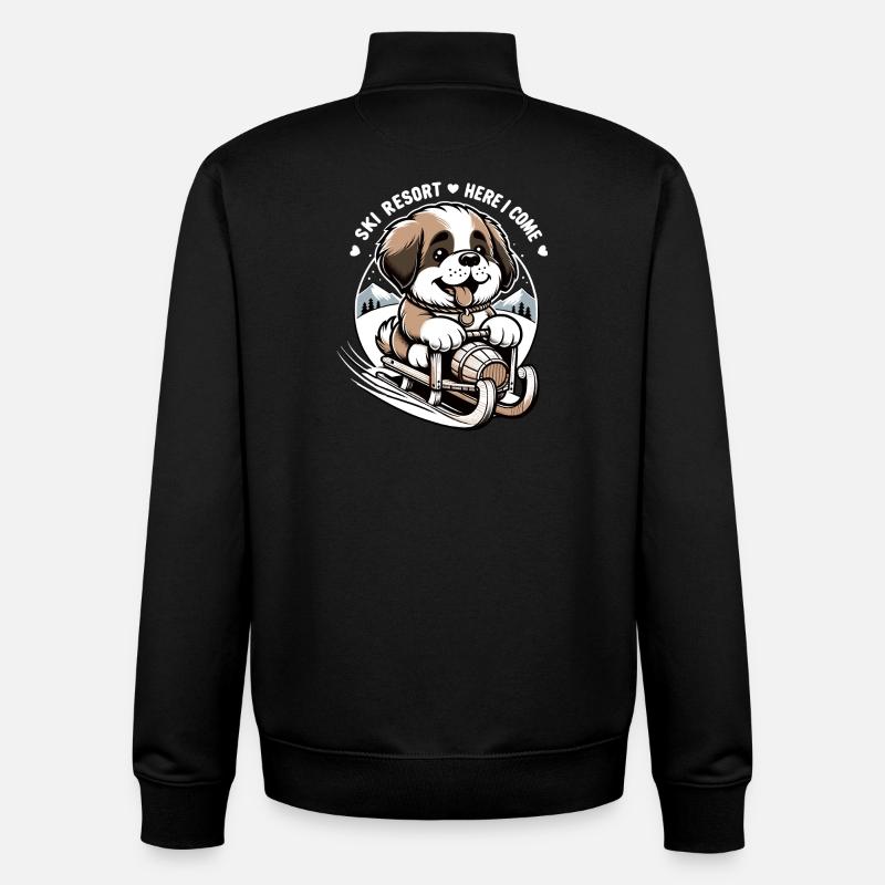 Chien Saint-Bernard - Sweat zippé unisexe en coton bio Stanley/Stella - noir