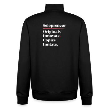 Originale innovieren. Kopien imitieren. [Weiß] - Unisex Organic Zip Sweatshirt von Stanley/Stella - Schwarz - Hinten - AI Model Male 185 light (185cm)